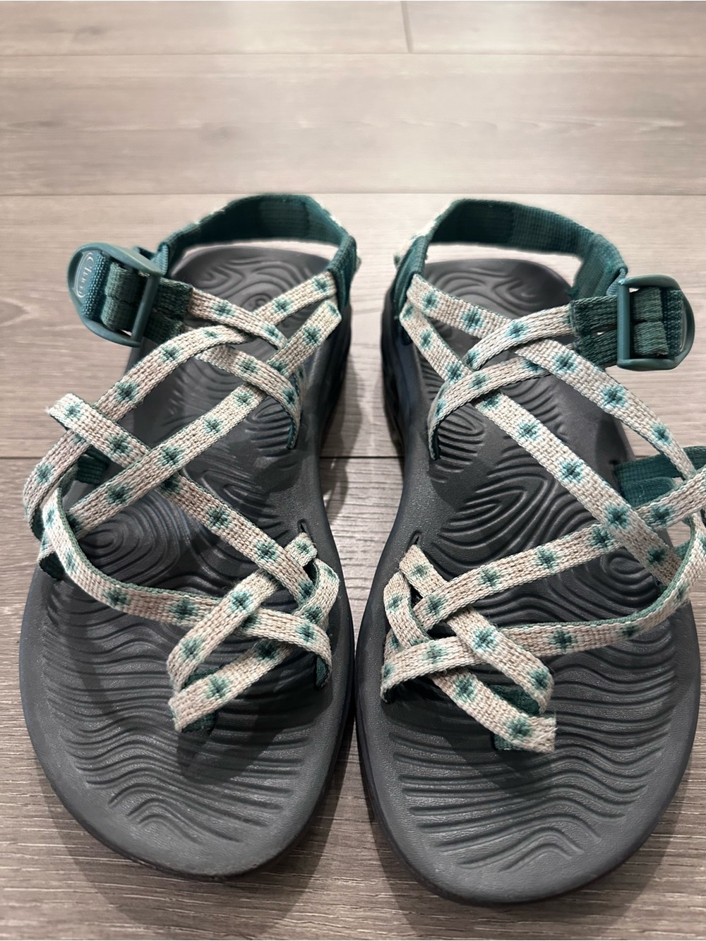 Chaco Women's Teal and Cream Strappy Sandals